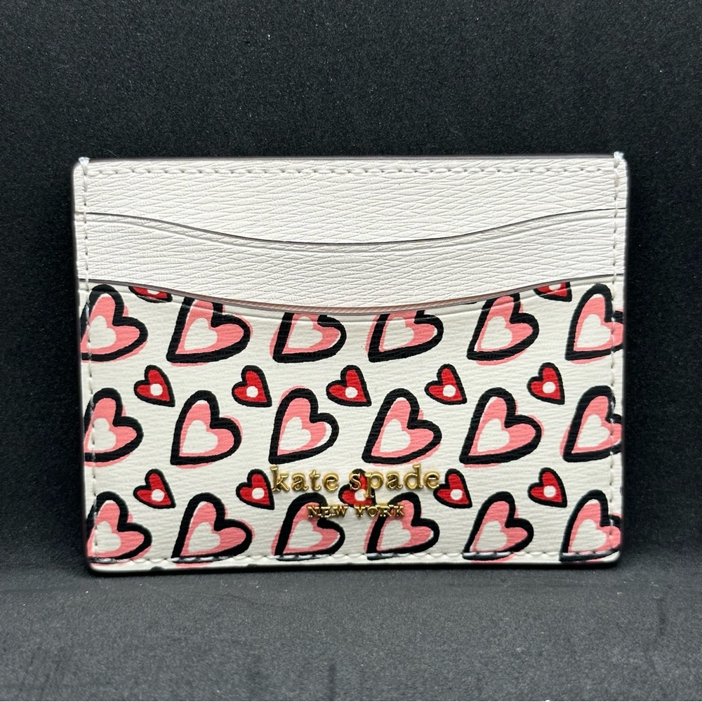 Kate Spade New York Morgan Heart Print Card Holder Cream Multi - Picture 6 of 9